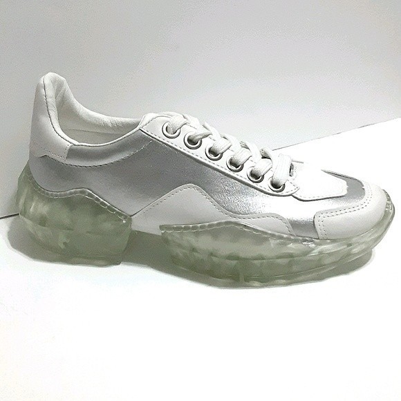 Chunky Platform PVC Transparent Diamond Sole Sneakers US 7.5 Streetwear Trendy - Picture 2 of 6